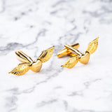 Engraved Wings Cufflinks Metal Heart Cuff Button for Mens French Shirt Jewelry