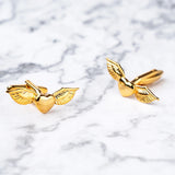Engraved Wings Cufflinks Metal Heart Cuff Button for Mens French Shirt Jewelry