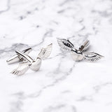 Engraved Wings Cufflinks Metal Heart Cuff Button for Mens French Shirt Jewelry