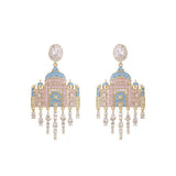 Castle Drop Earrings with Sparkling CZ 925 Sterling Silver