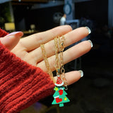 Christmas Snowman Santa Claus Boot Garland Jewelry Gift Necklace