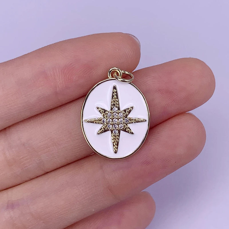 Neon Enamel Zircon Star Necklace Pendant Couples Gift