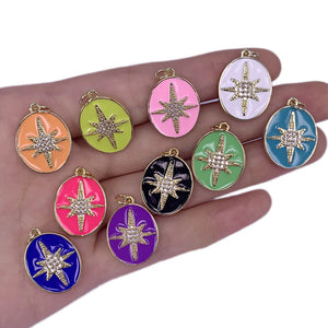 Neon Enamel Zircon Star Necklace Pendant Couples Gift