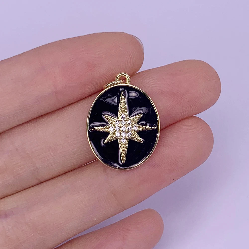 Neon Enamel Zircon Star Necklace Pendant Couples Gift