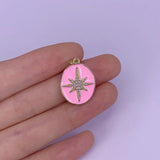 Neon Enamel Zircon Star Necklace Pendant Couples Gift