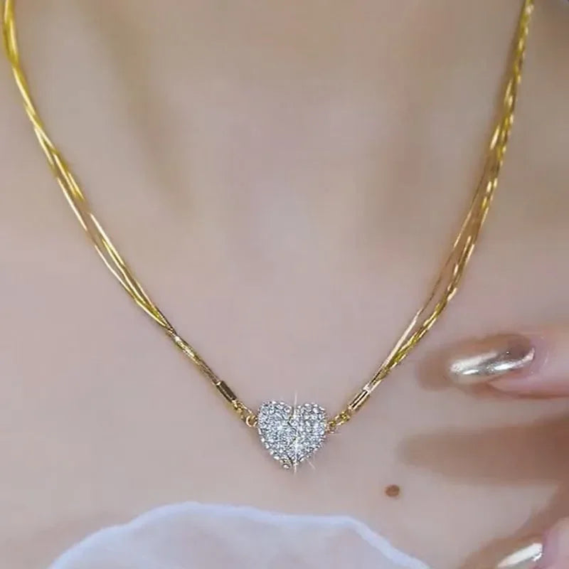 Magnetic Love Necklace Choker Heart Pendant Jewellery