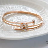 Zircon Rhinestone Nail Head Cuff Bangle Stainless Steel Hand Jewelry