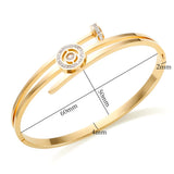 Zircon Rhinestone Nail Head Cuff Bangle Stainless Steel Hand Jewelry