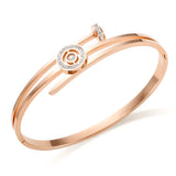 Zircon Rhinestone Nail Head Cuff Bangle Stainless Steel Hand Jewelry