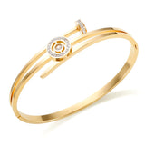 Zircon Rhinestone Nail Head Cuff Bangle Stainless Steel Hand Jewelry
