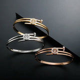 Zircon Rhinestone Nail Head Cuff Bangle Stainless Steel Hand Jewelry