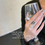 Silver Double Flower Ring Adjustable Finger Wedding Bridal Jewelr