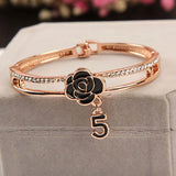 Crystal Rhinestone Letter 5 Bangle Bracelet Wedding Jewelry