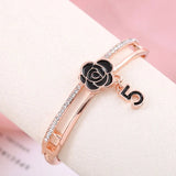 Crystal Rhinestone Letter 5 Bangle Bracelet Wedding Jewelry