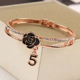 Crystal Rhinestone Letter 5 Bangle Bracelet Wedding Jewelry