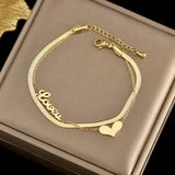 Double Heart LOVE Anklet Stainless Steel Jewelry