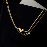 Double Heart LOVE Anklet Stainless Steel Jewelry for Women
