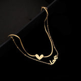 Double Heart LOVE Anklet Stainless Steel Jewelry for Women
