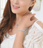 925 Silver Tennis Bracelet Heart Zirconia Bangle