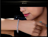 925 Silver Tennis Bracelet Heart Zirconia Bangle