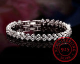 925 Silver Tennis Bracelet Heart Zirconia Bangle