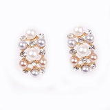 Bridal Pearl Zircon Necklace Earring Set for Women Wedding