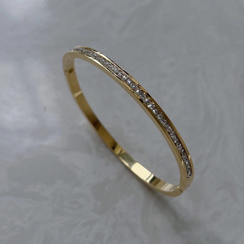 Elegant CZ Bangle for Wedding Party, Top Size 17