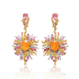 18K Yellow Plating CZ Earrings 925 Silver Dangles Vintage Jewelry