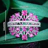 Rose Red Cubic Zirconia Ring Women Wedding Engagement Jewelry