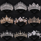 Silver Crystal Crown Tiaras Bride Princess Queen Pearls Wedding Hair