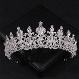 Silver Crystal Crown Tiaras Bride Princess Queen Pearls Wedding Hair