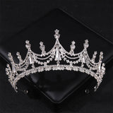 Silver Crystal Crown Tiaras Bride Princess Queen Pearls Wedding Hair
