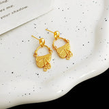 Golden Brass Saddle Bag Earrings Stud For Women Piercing Earrings Jewelry
