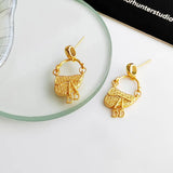 Golden Brass Saddle Bag Earrings Stud For Women Piercing Earrings Jewelry