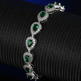Green CZ Bracelet for Women Classic Bangle Wedding Jewelry