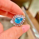 Paraiba Jewelry 925 Silver Plated Party Engagement Bridal Rings