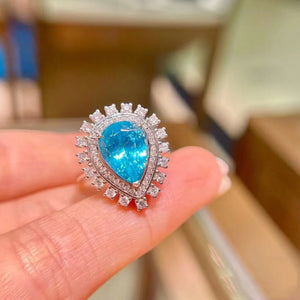 Paraiba Jewelry 925 Silver Plated Party Engagement Bridal Rings
