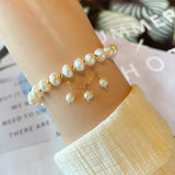 Natural Pearl Beaded Bracelet for Women Cuff Charm Jewelry Gift