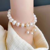 Natural Pearl Beaded Bracelet for Women Cuff Charm Jewelry Gift