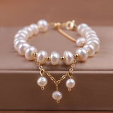 Natural Pearl Beaded Bracelet for Women Cuff Charm Jewelry Gift