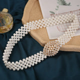 Pearl Elastic Waist Chain Women's Belt Rhinestone Flower