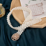 Pearl Elastic Waist Chain Women's Belt Rhinestone Flower
