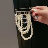 Pearl Flower CC Brooches for Women's Clothing Elegant Number 5 Brooch