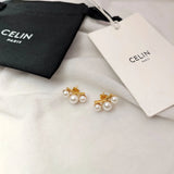 Pearl Scallop Stud Earrings French Celi Jewelry Gift