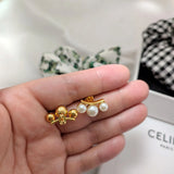 Pearl Scallop Stud Earrings French Celi Jewelry Gift
