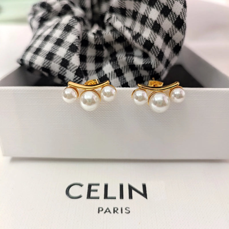 Pearl Scallop Stud Earrings French Celi Jewelry Gift
