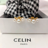 Pearl Scallop Stud Earrings French Celi Jewelry Gift