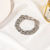 Rhinestone Bracelets Hiphop Cuban Link Bracelet Silver Jewelry
