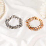 Rhinestone Bracelets Hiphop Cuban Link Bracelet Silver Jewelry