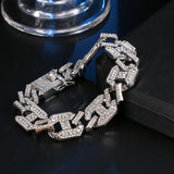 Rhinestone Cuban Link Bracelet Silver Jewelry Party Gift